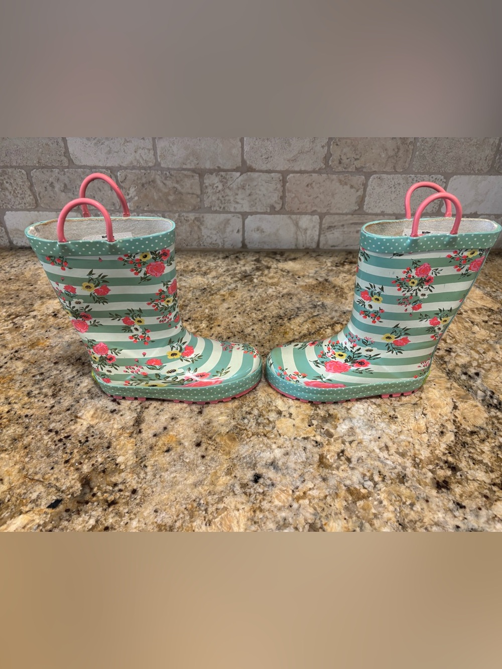 Girls 11 Western Chief "Tea Party" Rain Boots waterproof rubber shoes